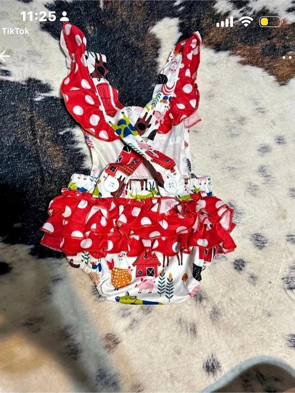Kids Ruffle One-Piece Swimsuit in Red & White Like New